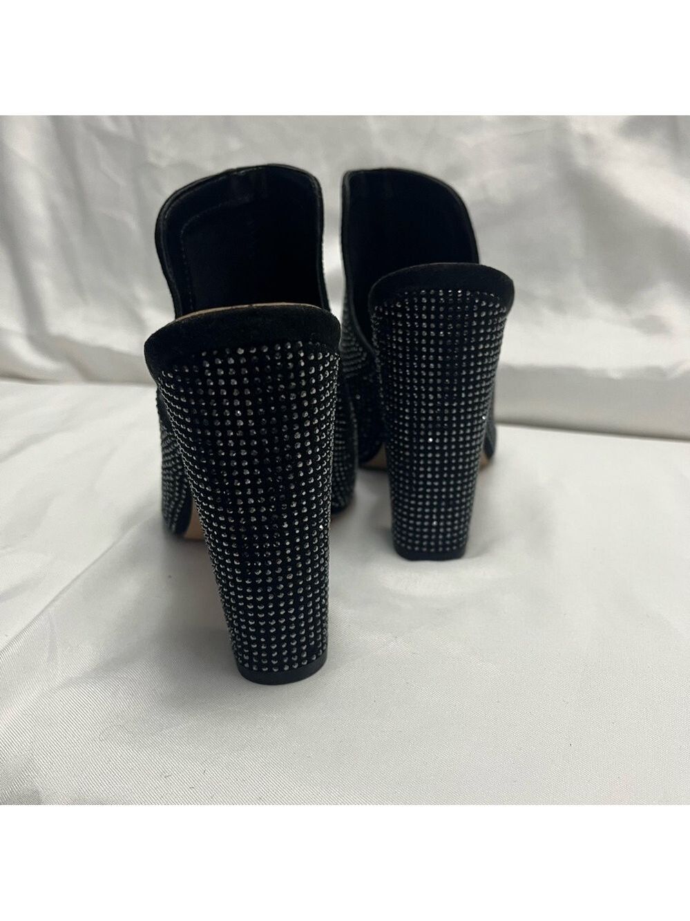 Aldo Rhinestone Crystal Embellished Mules Heels Black 7.5 - Picture 8 of 12